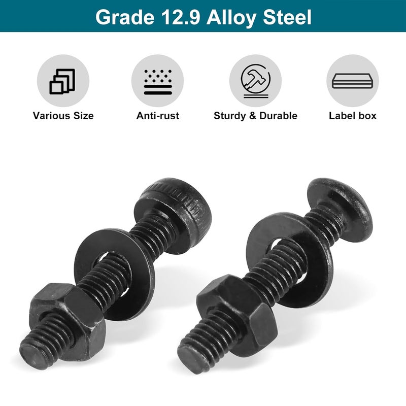 SATANTECH 1590Pcs M3 Screw Kit, Hex Button and Socket Head Bolts and Nuts Washers Set, 12.9 Grade Alloy Steel M3 Screw Assortment Kit for 3D Printing - Image 2